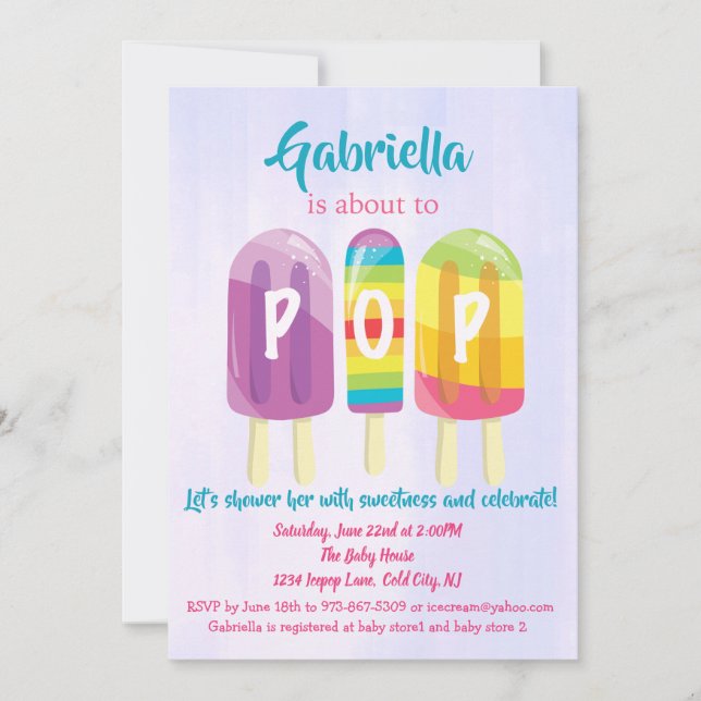 Ready To POP  Ice Pops Baby Shower Invitation (Front)