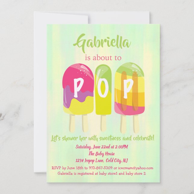 Ready To POP  Ice Pops Baby Shower Invitation (Front)