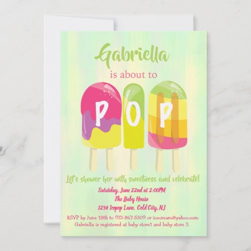 Ready To POP  Ice Pops Baby Shower Invitation