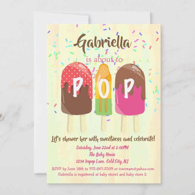 Ready To POP  Ice Pops Baby Shower Invitation (Front)