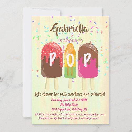 Ready To POP  Ice Pops Baby Shower Invitation