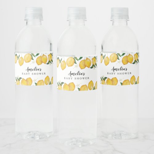 Ready to Pop lemon themed baby shower Water Bottle Label