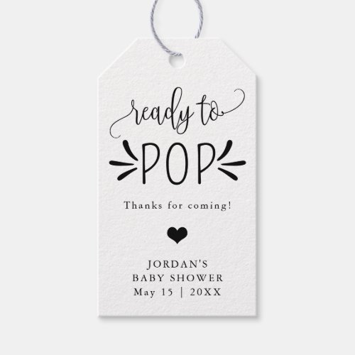 Ready to Pop Minimalist Baby Shower Favor Gift Tags