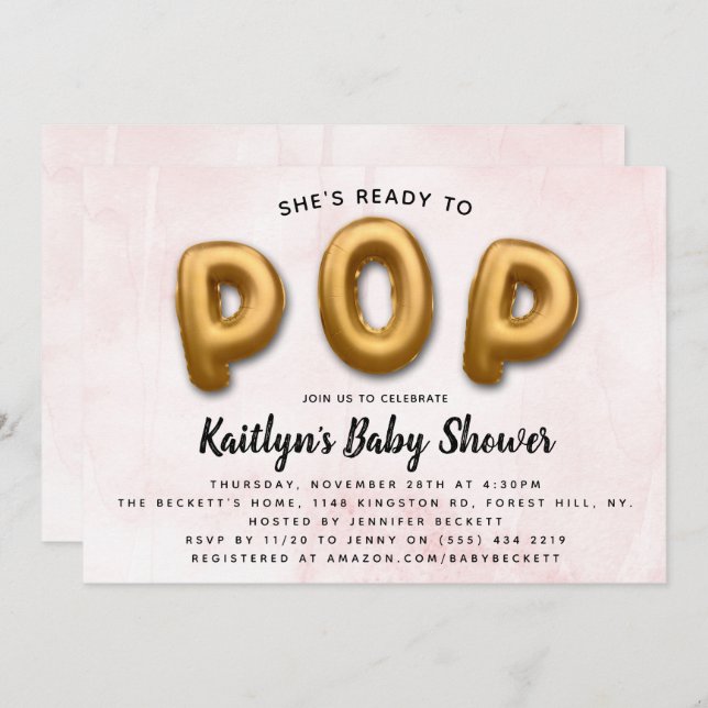 Ready To POP! Modern Baby Shower Invitation (Front/Back)