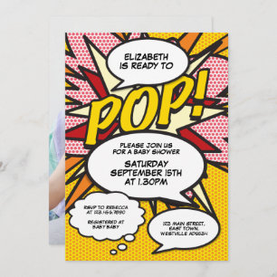 Ready to Pop Modern Fun Baby Shower Photo Invitation