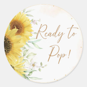 Ready to Pop Modern Watercolor Floral Baby Shower Classic Round Sticker