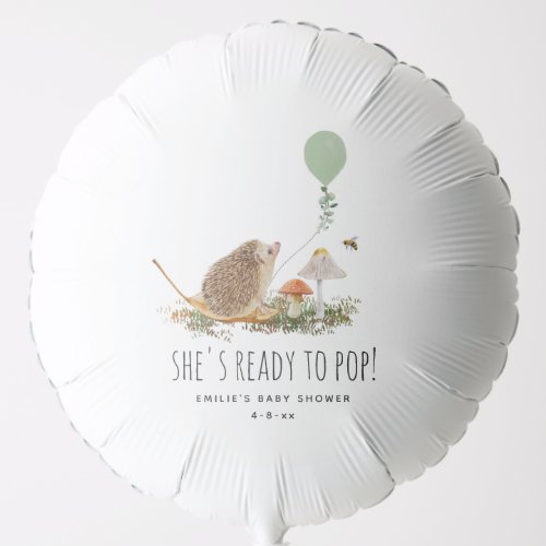 Ready to Pop Mushrooms Hedgehog Baby Shower Balloon