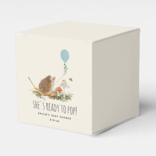 Ready to Pop Mushrooms Hedgehog Baby Shower Blue Favor Boxes