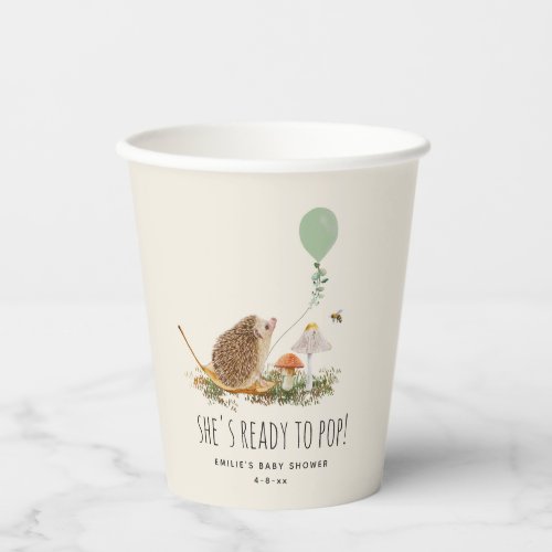 Ready to Pop Mushrooms Hedgehog Baby Shower Paper Cups