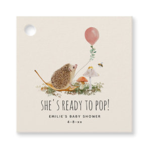 Ready to Pop Mushrooms Hedgehog Baby Shower Pink Favor Tags