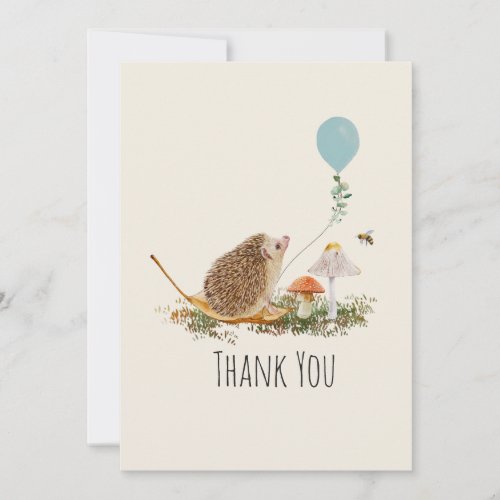 Ready to Pop Mushrooms Hedgehog Baby Shower Thank You Card