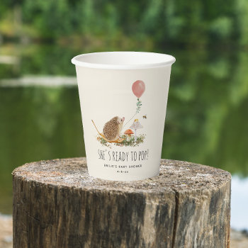 Ready To Pop Mushrooms Hedgehog Balloon Girl  Paper Cups by JillsPaperie at Zazzle