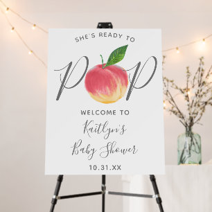 Ready To Pop   Peach Baby Shower Welcome Sign