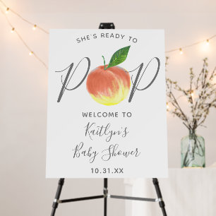 Ready To Pop Peach Baby Shower Welcome Sign