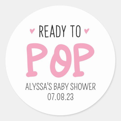 Ready To Pop Pink Baby Shower Sticker