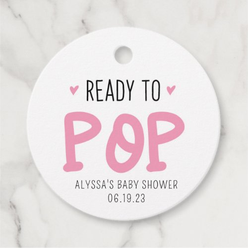 Ready To Pop Pink Baby Shower Tag