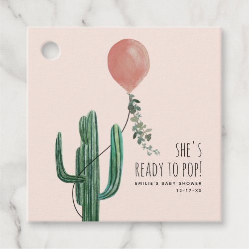Ready To Pop Pink Balloon Cactus Girl Baby Shower Favor Tags