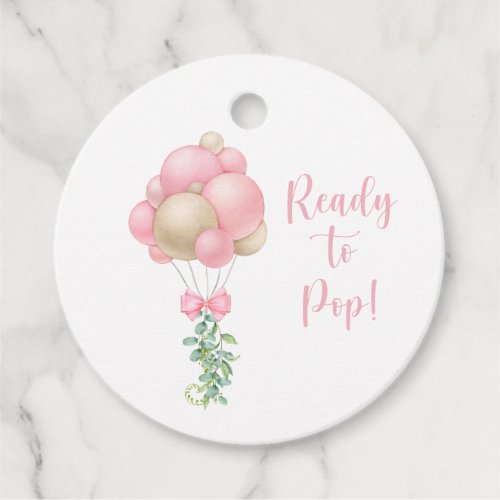 Ready to Pop Pink Balloons Girl Baby Shower Favor Tags