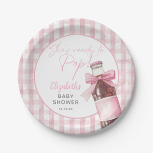 Ready To Pop Pink Bow Soda Bottle Baby Shower Paper Plates