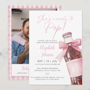 Ready To Pop Pink Soda Bottle Baby Shower Photo Invitation