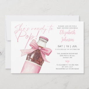 Ready To Pop Pink Soda Bottle QR Code Baby Shower Invitation