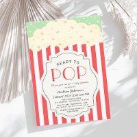 Ready to Pop Popcorn Red Stripe Baby Shower