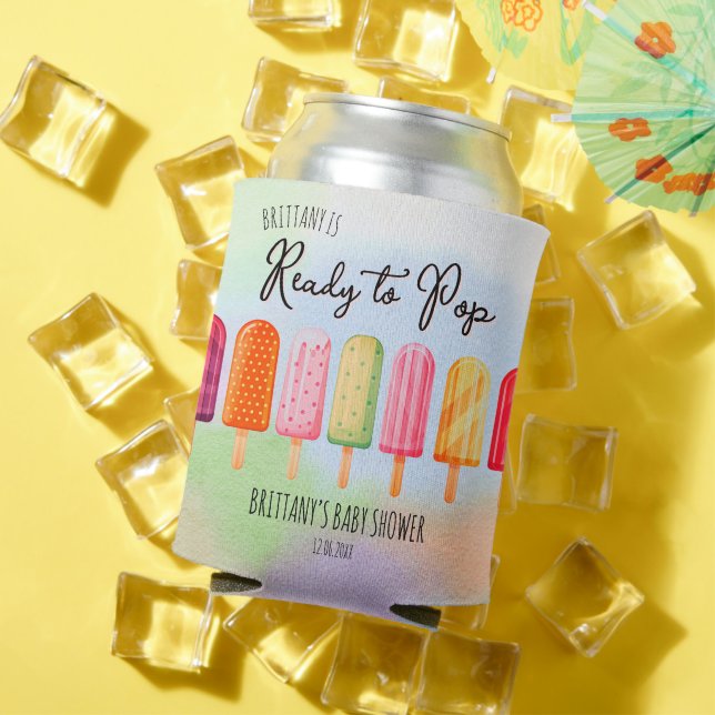 Ready to Pop Popsicle Baby Shower Favor Can Cooler (In Situ Summer)