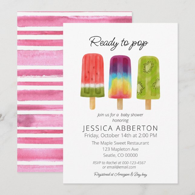 Ready to Pop Popsicle Baby Shower Invitation (Front/Back)