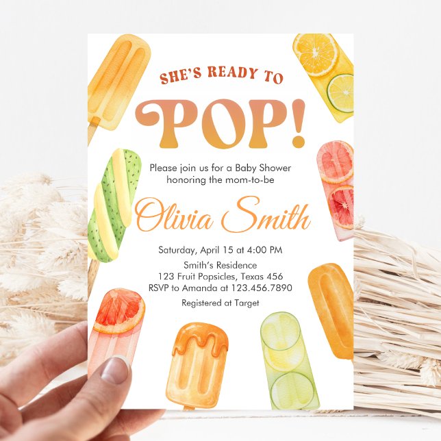 Ready to Pop Popsicle Baby Shower Invitation (Popsicle Summer Baby Shower Invitation)