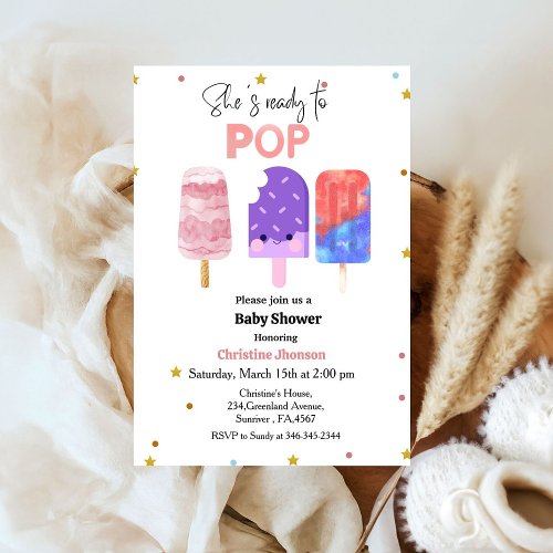 Ready to pop Popsicle baby shower Invitation