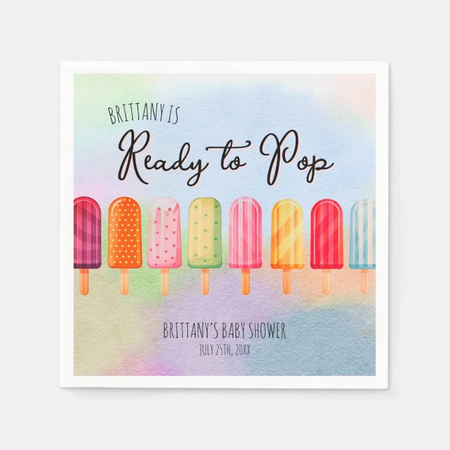 Ready to Pop Popsicle Baby Shower Paper Napkin (Front)