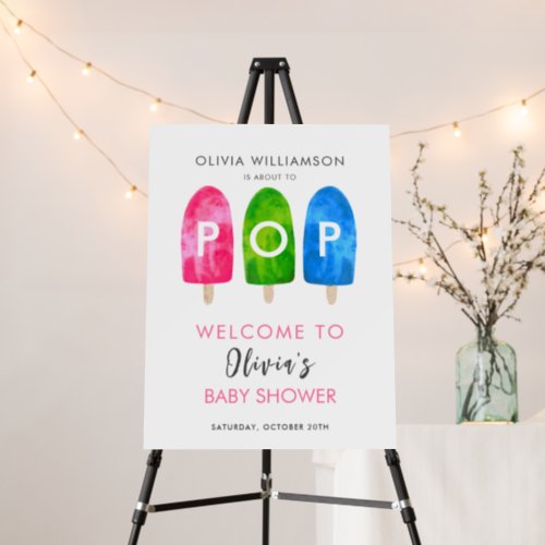 Ready to Pop Popsicle Baby Shower Welcome Board