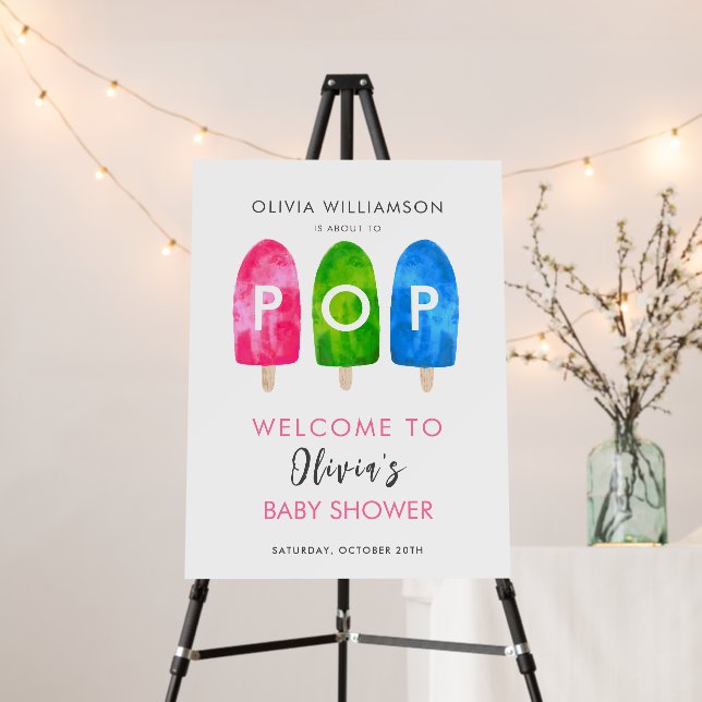 Ready to Pop Popsicle Baby Shower Welcome Board (In Situ (Stand))