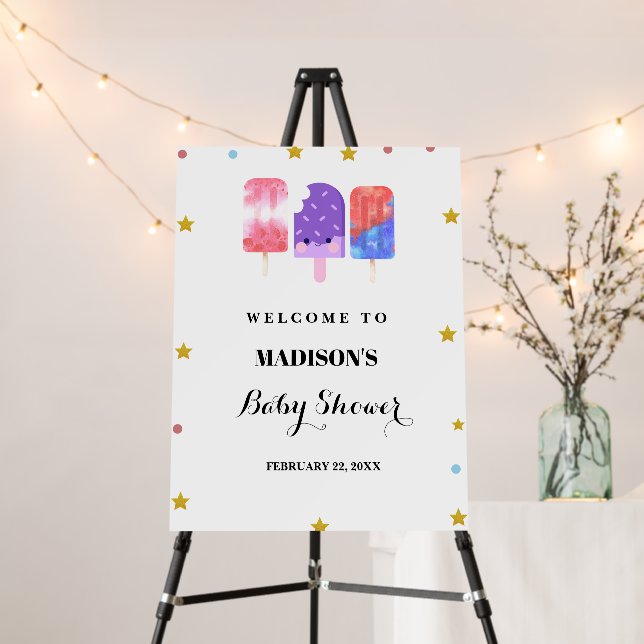 Ready to pop Popsicle  Baby shower Welcome Sign (In Situ (Stand))