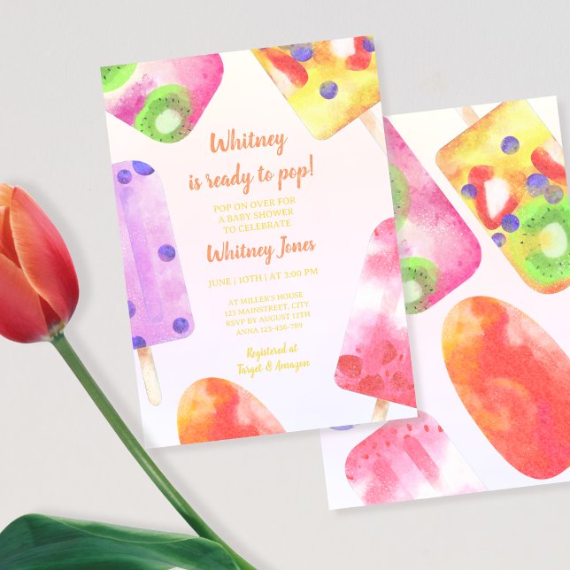 Ready To Pop Popsicle Watercolor Baby Shower Invitation (Ready To Pop Popsicle Watercolor Baby Shower Invitation)