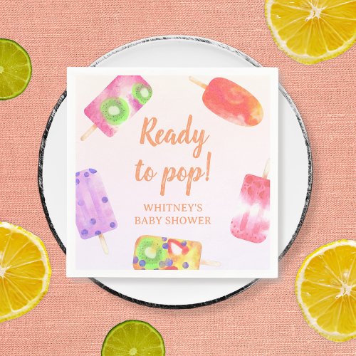 Ready To Pop Popsicle Watercolor Baby Shower Napkins