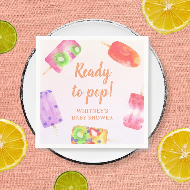 Ready To Pop Popsicle Watercolor Baby Shower Napkins (Ready To Pop Popsicle Watercolor Baby Shower Napkins)