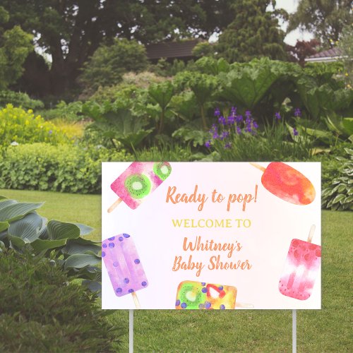 Ready To Pop Popsicle Watercolor Baby Shower Sign