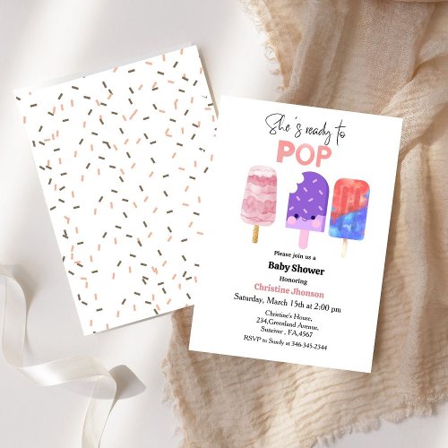Ready to pop Posicle baby shower Invitation