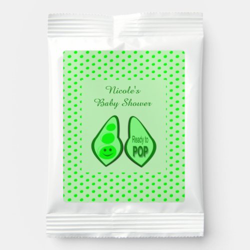 Ready to Pop Pregnant Green Pea Baby Shower Custom Hot Chocolate Drink Mix