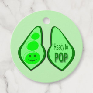Ready to Pop Pregnant Green Pea Baby Shower Favor Tags