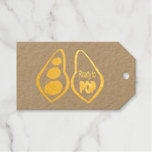 Ready to Pop Pregnant Green Pea Baby Shower Foil Gift Tags