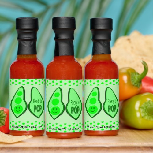 Ready to Pop Pregnant Green Pea Baby Shower Hot Sauces