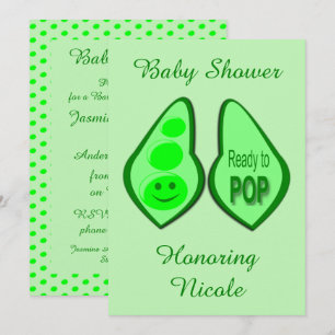 Ready to Pop Pregnant Green Pea Baby Shower Invitation
