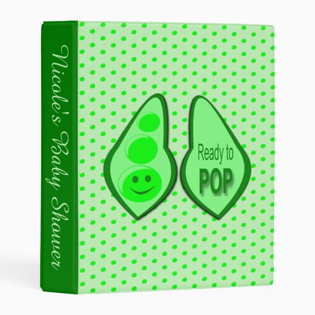 Ready to Pop Pregnant Green Pea Baby Shower Mini Binder (Front/Spine)