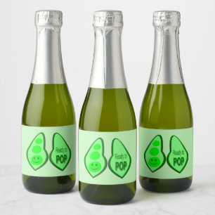 Ready to Pop Pregnant Green Pea Baby Shower Sparkling Wine Label
