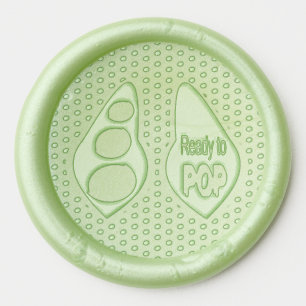 Ready to Pop Pregnant Green Pea Baby Shower Wax Seal Sticker