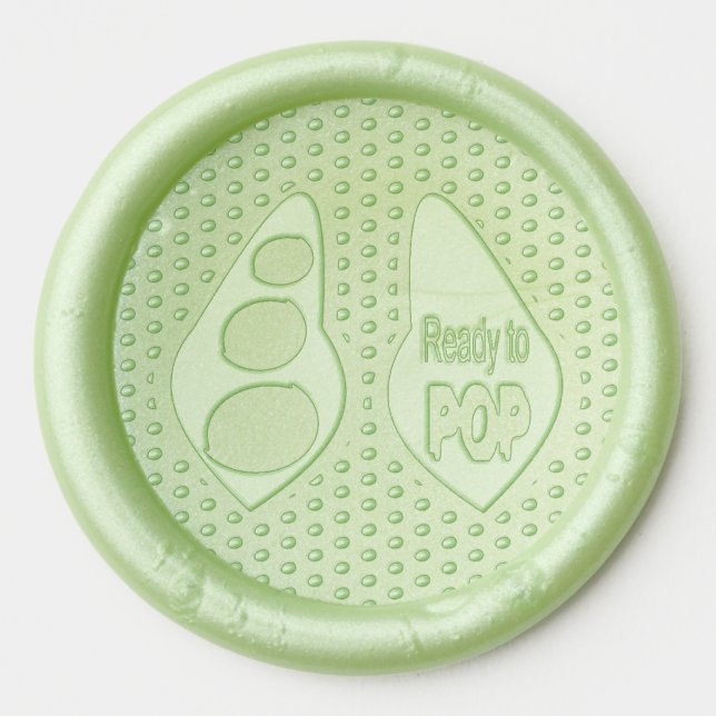 Ready to Pop Pregnant Green Pea Baby Shower Wax Seal Sticker (Front)