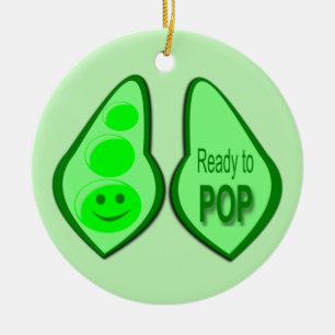 Ready to Pop Pregnant Green Pea Ceramic Ornament