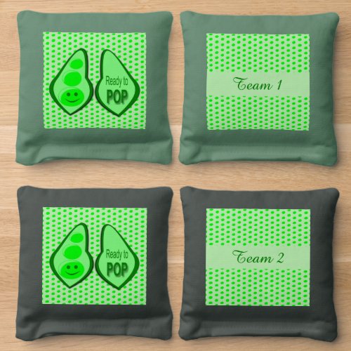 Ready to Pop Pregnant Green Pea Custom Cornhole Bags